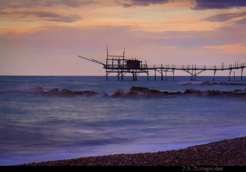 Traditional trabocco fishing platform on the Adriatic coast