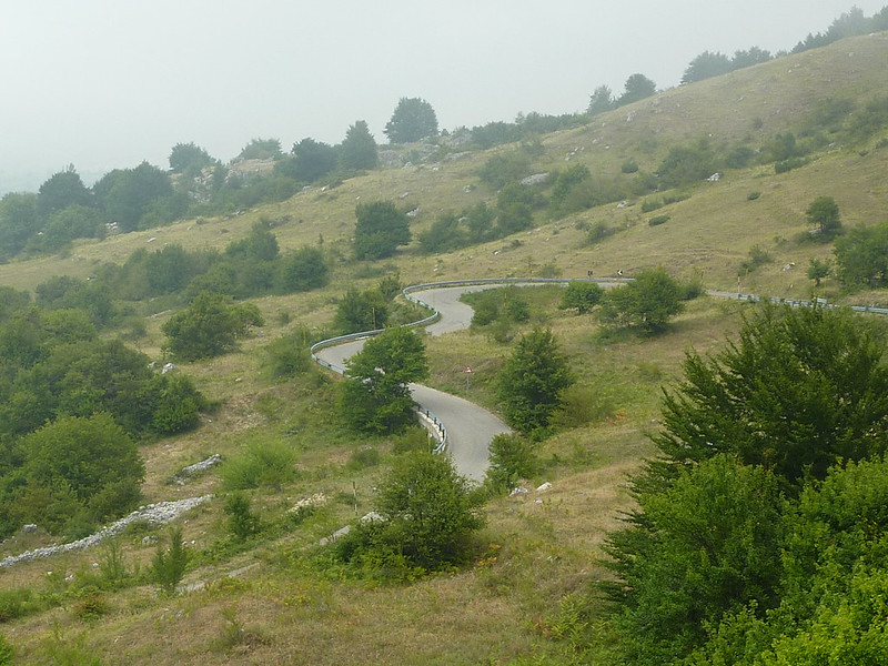 Winding road of Passo San Leonardo on the Maiella